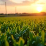 This image shows lush green crops and a farmer tending a field, perfect for starting an agriculture farm.